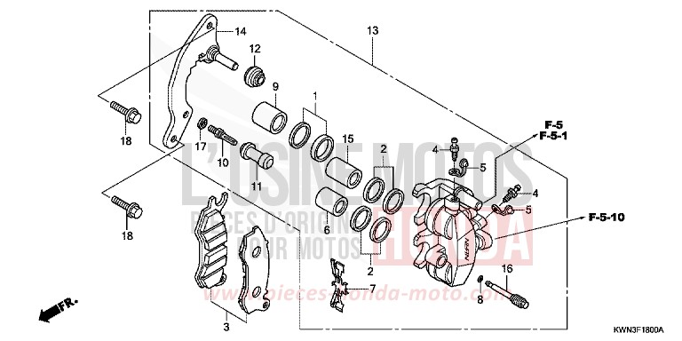 FRONT BRAKE CALIPER for PCX 125 PEARL SIENA RED (R320) from 2013